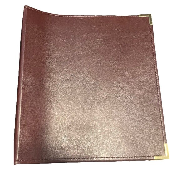 Vintage Hazel Rust Brown Vinyl 3 Ring Binder Gold Corners Made in USA Executive - Picture 1 of 8